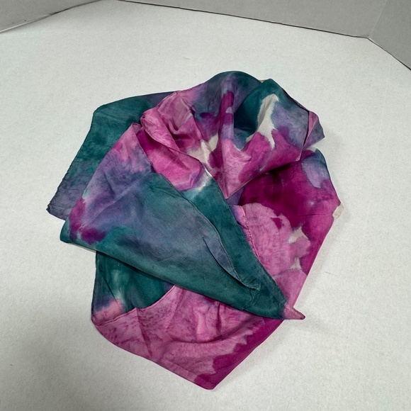 S Atkins-Moran Vintage Signed Handmade‎ Dyed Scarf - Size 71" x 14" - In Bag. - Picture 9 of 10